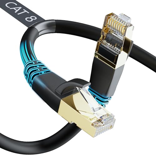 Cat 8 Ethernet-Kabel, Outdoor & Indoor, 3M Heavy Duty High Speed 26 AWG Cat 8 LAN Netzwerkkabel 40 Gbps, 2000 Mhz mit vergoldetem RJ45 Stecker, wetterfest S/FTP UV-beständig für Router von DbillionDa