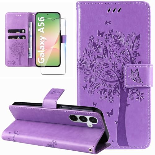 Dcjlbo Hülle für Samsung Galaxy A56 5G Handyhülle mit Schutzfolie Kartenfach Motiv Muster Hülle Leder Klappbar Klapphülle Cover Flip Case Handytasche Magnet Schutzhülle für Samsung A56 5G-Lila Dcjlbo Hülle für Samsung Galaxy A56 5G Handyhülle mit Schutzfolie Kartenfach Motiv Muster Hülle Leder Klappbar Klapphülle Cover Flip Case Handytasche Magnet Schutzhülle für Samsung A56 5G-Lila von Dcjlbo