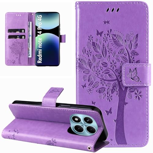 Dcjlbo Hülle für Xiaomi Redmi Note 14 Pro 4G Handyhülle mit Kartenfach Motiv Muster Blumen Hülle Leder Klappbar Klapphülle Cover Flip Case Handytasche Schutzhülle für Redmi Note 14 Pro 4G-Lila Dcjlbo Hülle für Xiaomi Redmi Note 14 Pro 4G Handyhülle mit Kartenfach Motiv Muster Blumen Hülle Leder Klappbar Klapphülle Cover Flip Case Handytasche Schutzhülle für Redmi Note 14 Pro 4G-Lila von Dcjlbo