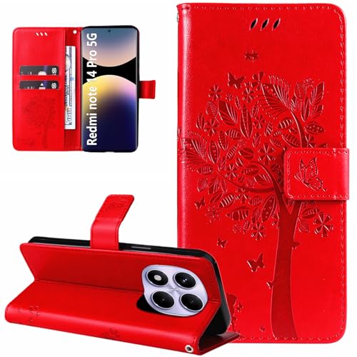 Dcjlbo Hülle für Xiaomi Redmi Note 14 Pro 5G Handyhülle mit Kartenfach Motiv Muster Blumen Hülle Leder Klappbar Klapphülle Cover Flip Case Handytasche Schutzhülle für Redmi Note 14 Pro 5G-Rot Dcjlbo Hülle für Xiaomi Redmi Note 14 Pro 5G Handyhülle mit Kartenfach Motiv Muster Blumen Hülle Leder Klappbar Klapphülle Cover Flip Case Handytasche Schutzhülle für Redmi Note 14 Pro 5G-Rot von Dcjlbo