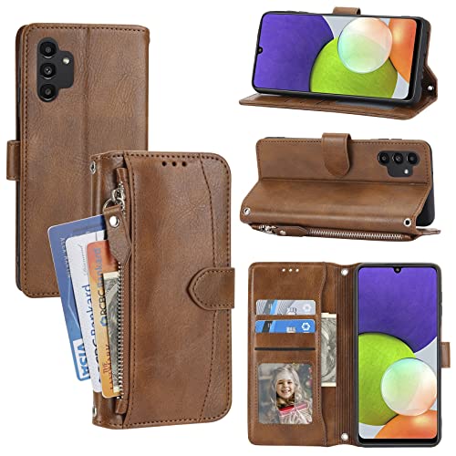 Dclbo Hülle für Samsung Galaxy A13, Handyhülle mit Geldbörse Geldfach Kartenfach Flip Case Hülle Leder Tasche Klappbar Schutzhülle Etui Handytasche Klapphülle für Samsung Galaxy A13-Braun von Dclbo