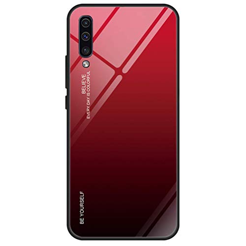 Dclbo Hülle für Samsung Galaxy A50,Handyhülle Schutzhülle Hart Plastik Glas Spiegel Case Elegant Hülle Silikon Dünn Rahmen Schale Etui Cover Handytasche für Samsung Galaxy A50-Rot Schwarz von Dclbo