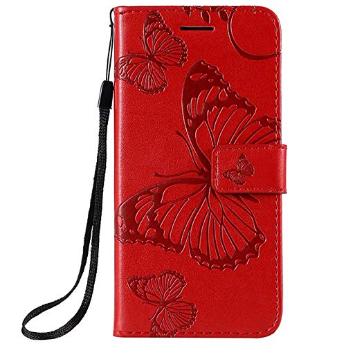 Dclbo Hülle für Samsung Galaxy M10 / A10, Ledertasche Handyhülle Schutzhülle Leder Hülle Flip Case Cover Tasche Magnetverschluss Kartenfach Handytasche Klapphülle für Samsung Galaxy M10/A10-Rot von Dclbo