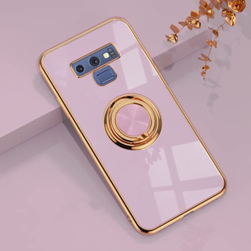 Dclbo Hülle für Samsung Galaxy Note 9, Handyhülle Silikon TPU Case Weich Stoßfest Dünn Cover Hülle mit Ring Halterung Ständer Magnet Autohalterung Schutzhülle für Samsung Galaxy Note 9-Helles Lila von Dclbo