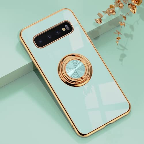 Dclbo Hülle für Samsung Galaxy S10, Handyhülle Silikon TPU Case Weich Bunt Stoßfest Dünn Cover Hülle mit Ring Halterung Ständer Fingerhalterung Schutzhülle für Samsung Galaxy S10-Helles Cyan von Dclbo