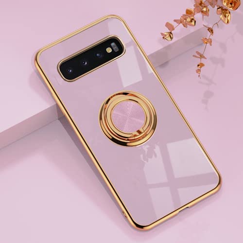 Dclbo Hülle für Samsung Galaxy S10, Handyhülle Silikon TPU Case Weich Bunt Stoßfest Dünn Cover Hülle mit Ring Halterung Ständer Fingerhalterung Schutzhülle für Samsung Galaxy S10-Helles Lila von Dclbo