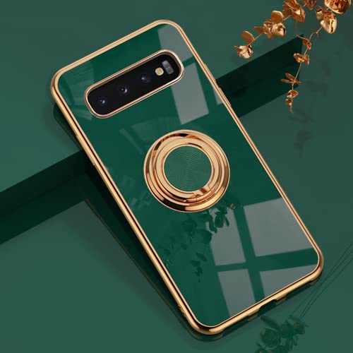 Dclbo Hülle für Samsung Galaxy S10 Plus, Handyhülle Silikon TPU Case Weich Dünn Cover Hülle mit Ring Halterung Ständer Fingerhalterung Schutzhülle für Samsung Galaxy S10 Plus-Dunkel Grün von Dclbo