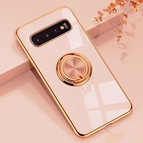 Dclbo Hülle für Samsung Galaxy S10 Plus, Handyhülle Silikon TPU Case Weich Dünn Cover Hülle mit Ring Halterung Ständer Fingerhalterung Schutzhülle für Samsung Galaxy S10 Plus-Helles Rosa von Dclbo