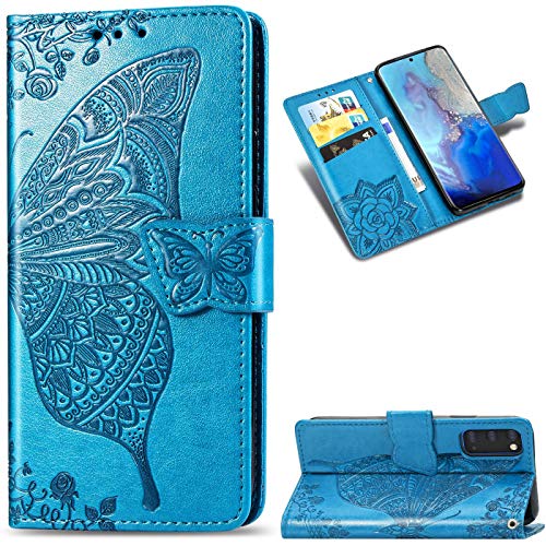 Dclbo Hülle für Samsung Galaxy S20, Handyhülle Tasche Hülle Case Leder Klapphülle Flip Cover Schutzhülle Ledertasche mit Magnet Muster Lederhülle Handytasche für Samsung Galaxy S20-Blau von Dclbo