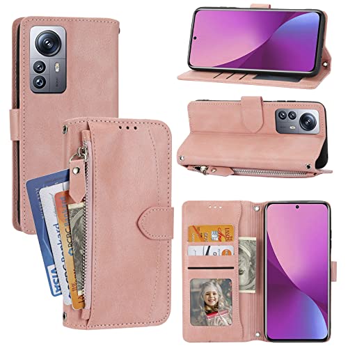 Dclbo Hülle für Xiaomi 12 Lite, Handyhülle mit Geldbörse Geldfach Kartenfach Flip Case Hülle Leder Tasche Klappbar Schutzhülle Etui Handytasche Klapphülle für Xiaomi 12 Lite-Rosa von Dclbo