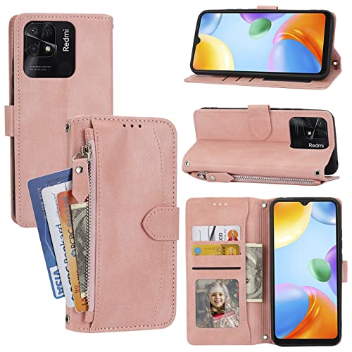 Dclbo Hülle für Xiaomi Redmi 10C, Handyhülle mit Geldbörse Geldfach Kartenfach Flip Case Hülle Leder Tasche Klappbar Schutzhülle Etui Handytasche Klapphülle für Xiaomi Redmi 10C-Rosa von Dclbo