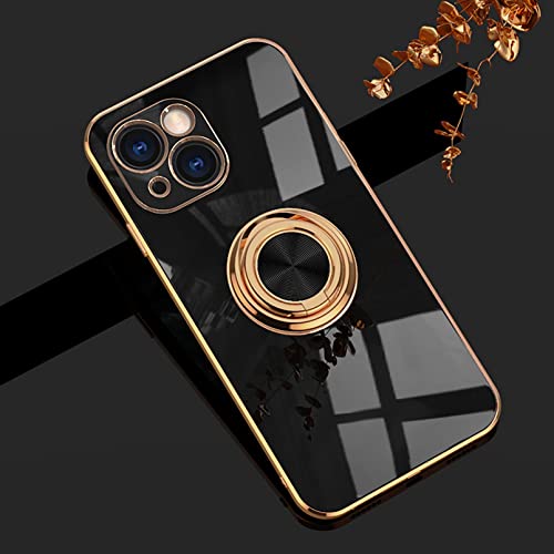 Dclbo Hülle für iPhone 13 Mini, Handyhülle Silikon TPU Case Weich Bunt Stoßfest Dünn Gummi Cover Etui Hülle mit Ring Halterung Ständer Magnet Autohalterung Schutzhülle für iPhone 13 Mini-Schwarz von Dclbo