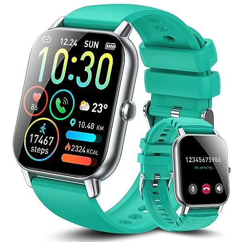 Ddidbi Smartwatch Damen Herren mit Telefonfunktion, 1.85" Touchscreen Fitnessuhr, IP68 Wasserdicht Smart Watch mit schrittzähler Pulsmesser Schlafmonitor 112 Sportmodi Armbanduhr für Android iOS(Cyan) von Ddidbi