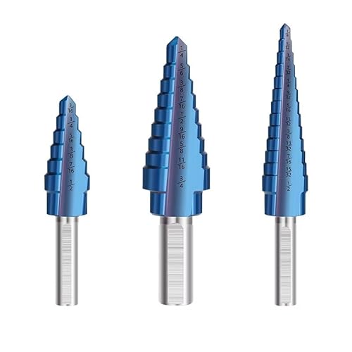Ddyspan Stiefkegelbohrer 3pcs 3/16-1/2,1/8-1/2,1/4-3/4 Stiefbohrer Bit Nano Blau Beschichtete Holzlochschneider-Bohrwerkzeug-Metallbohrer von Ddyspan