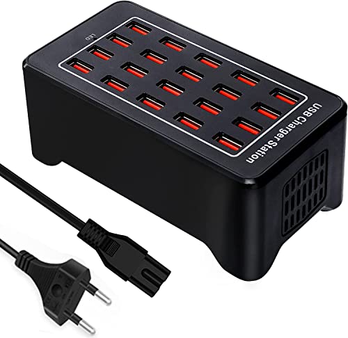 USB-Ladegerät,20-Port Desktop USB-Ladestation,100W Multi-Funktions-USB-Smart-Ladegerät,USB-Wandladegerät,geeignet für Samsung S23/S22/S21/iPhone 11/12/13/14/15/Google Pixel/Xiaomi/Oppo/iPad/Tablets von DeBangsi