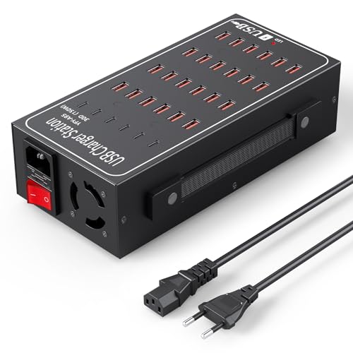 USB-Ladestation, 30-Ports 150W Desktop USB-Ladestation, Multi-Funktions-USB-Smart-Ladegerät, 30-in-1 USB-Ladehub,geeignet für Samsung/iPhone/iPad/Google Pixel/Xiaomi/Tablets und andere USB Elektronik von DeBangsi