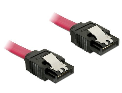2x DeLock SATA III Kabel 50cm [ rot ] gerade/gerade mit Metallclips | bis zu 6 Gb/s von DeLOCK
