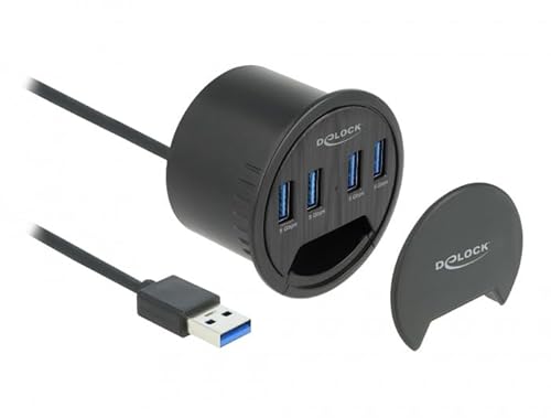 64153-4-Port In-Desk Hub mit 4x SuperSpeed USB Typ-A Anschlüssen von DeLOCK