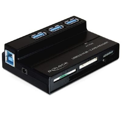 Card Reader, USB 3.0 an All in 1 + 3 Port USB 3.0 Hub, Delock® [91721] von DeLOCK