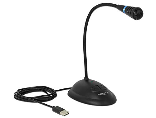 DELOCK 65871 USB-Mikrofon mit Standfuß & Mute/On&Off-Taste 1.7m, Schwarz von DeLOCK
