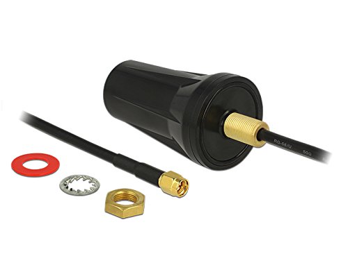 DELOCK ISM 433 MHz Antenne SMA Stecker 2 dBi omnidirektional schwarz Dachmontage Outdoor von DeLOCK