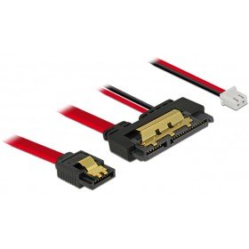 DELOCK Kabel SATA 6 Gb/s 7 Pin Buchse + 2 Pin Strom Buchse > SATA 22 Pin Buchse gerade (5 V) Metall 30 cm von DeLOCK