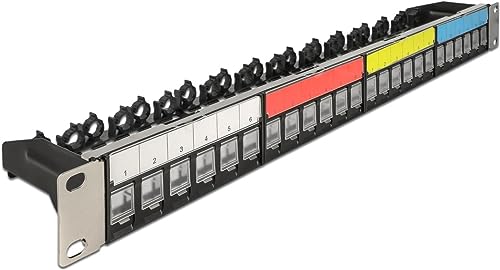 DeLOCK 19? Keystone Patchpanel 24 Port mit Kabelbefestigungsschiene, von DeLOCK