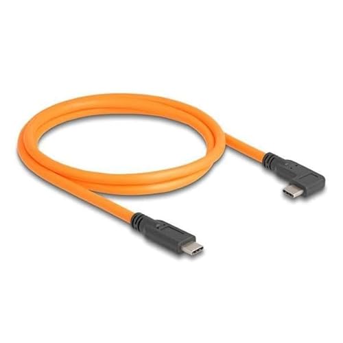 DeLOCK 87961 - USB 5 Gbps Kabel USB Type-C(TM) Stecker zu Stecker 90° gewinkelt, Tethered Shooting 1 m orange von DeLOCK