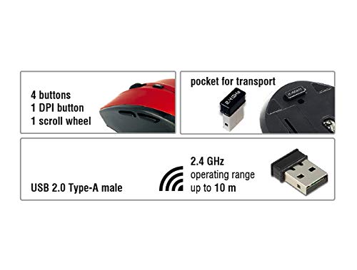 DeLOCK Ergonomische optische 5-Tasten Maus 2,4 GHz Wireless, [12493] von DeLOCK