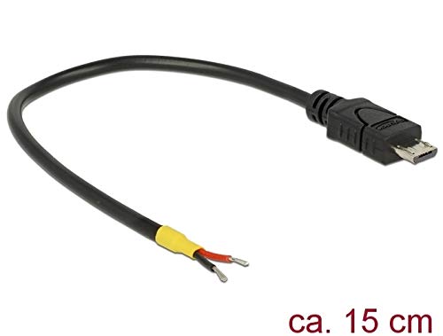 DeLOCK Kabel USB 2.0 Micro-B Stecker an 2X offene Kabelenden Strom, Raspberry Pi, 0,15 m, [85306] von DeLOCK