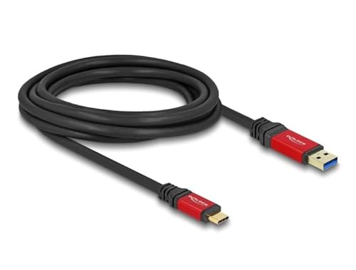 DeLOCK USB 10 Gbps Kabel USB Typ-A Stecker zu USB Type-C™ Stecker 3 m rot Metall von DeLOCK