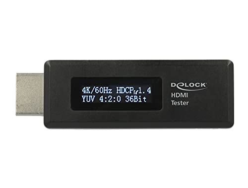 DeLock 63327, HDMI Tester für EDID Information mit OLED Anzeige (2-zeilige OLED Anzeige, Auflösung bis 3840 x 2160 @ 60 Hz, Kunststoffgehäuse, Farbe: schwarz) von DeLOCK