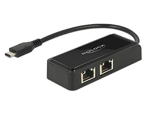 DeLock Adapter USB 3.0 Type-C > 2 x Gigabit LAN RJ45 von DeLOCK