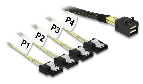 DeLock Kabel Mini SAS HD SFF 8643 x4 Stecker > 4 x SATA Buchse 0,5 m DeLock Kabel Mini SAS HD SFF 8643 x4 Stecker > 4 x SATA Buchse 0,5 m von DeLOCK