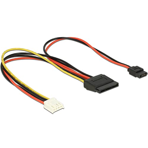 DeLock Kabel Power Floppy 4 Pin Strom Buchse > SATA 15 Pin Buchse (5 V + 12 V) + Slim SATA 6 Pin Buchse (5 V) 24 cm von DeLOCK
