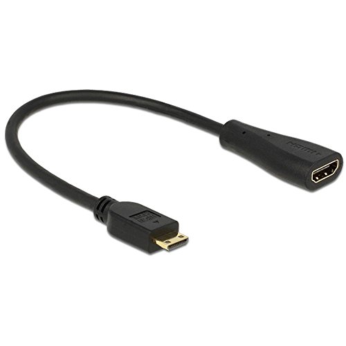Delock 0,23 m Mini-HDMI/HDMI 0,23 m Mini-HDMI, schwarzes HDMI Kabel - HDMI Kabel (0,23 m, Mini-HDMI, HDMI, männlich, weiblich, Schwarz) von DeLOCK
