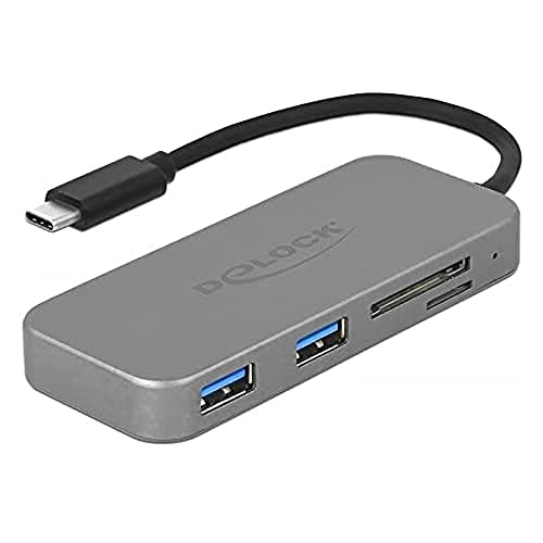 Delock 2 Port USB 3.0 Hub und 3 Slot Card Reader mit USB Type-C Anschluss von DeLOCK
