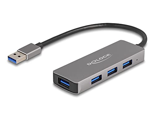 Delock 4 Port USB 3.2 Gen 1 Hub mit USB Typ-A Anschluss - Typ-A Buchsen seitlich von DeLOCK
