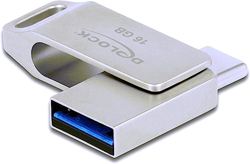 Delock 54073 USB 3.2 Gen 1 USB-C + Typ-A Speicherstick 16 GB - Metallgehäuse, silber von DeLOCK