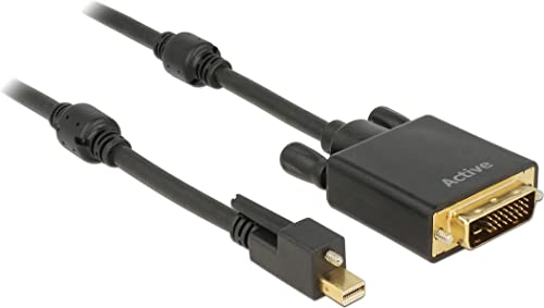 Delock 83727 Kabel Mini Displayport 1.2 Stecker mit Schraube auf DVI Stecker 4K Aktiv 3 m schwarz von DeLOCK