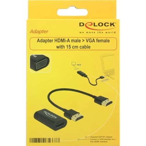 Delock Adapter HDMI-A Buchse > VGA Buchse (Screwless) + 15 cm HDMI Kabel von DeLOCK