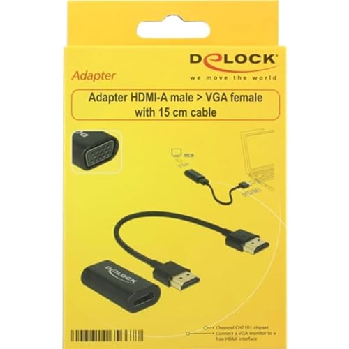 Delock Adapter HDMI-A Buchse > VGA Buchse (Screwless) + 15 cm HDMI Kabel von DeLOCK