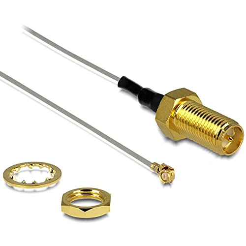 Delock Antennenkabel RP-SMA Buchse zum Einbau zu MHF® I Stecker 1.13 20 cm Gewindelänge 10 mm 6 GHz von DeLOCK