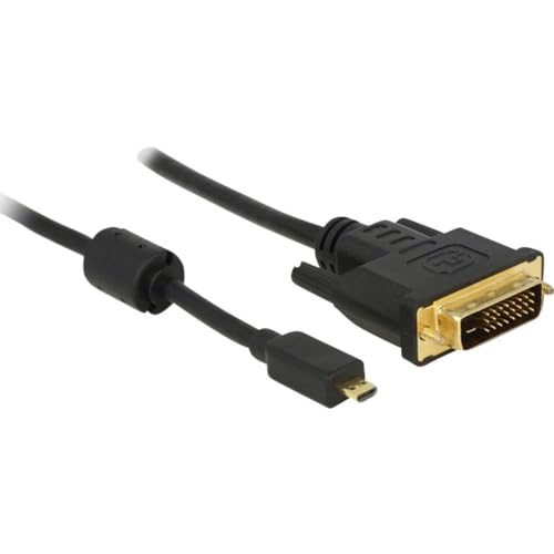 Delock HDMI/DVI Adapterkabel HDMI-Micro-D Stecker, DVI-D 24+1pol. Stecker 1.00m Schwarz 83585 mit von DeLOCK