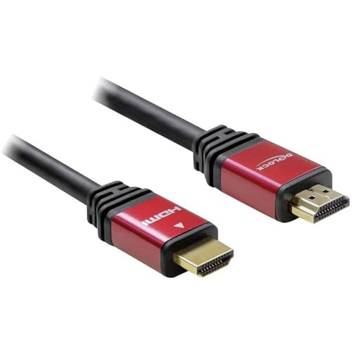 Delock HDMI Anschlusskabel 2.00m 84333 vergoldete Steckkontakte, mit Ferritkern Rot/Schwarz [1x HDMI von DeLOCK