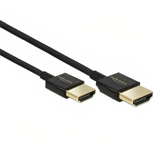 Delock HDMI Anschlusskabel HDMI-A Stecker, HDMI-A Stecker 1.50m Schwarz 84772 vergoldete Steckkontak von DeLOCK