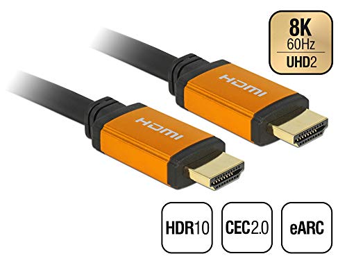 Delock Hochwertiges 8K HDMI Kabel @60Hz 48 Gbps, 0,50 m Länge, Ultra HD2, 4K@120Hz, eARC, UHDTV, HDR 10+, Variable Refresh Rate VRR, Dolby Vision, für Xbox, PS4, Blu Ray Player, 85726 von DeLOCK