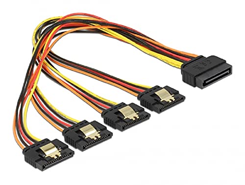 Delock Kabel SATA 15 Pin Strom Stecker mit Einrastfunktion > SATA 15 Pin Strom Buchse 4 x gerade 30 cm von DeLOCK