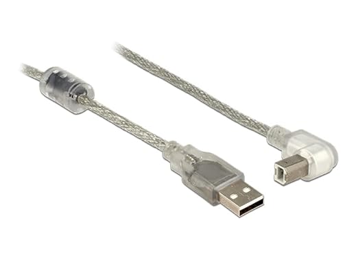 Delock Kabel USB 2.0 Typ-A St. > USB 2.0 Typ-B St. gewinkelt 2,0 m transparent von DeLOCK