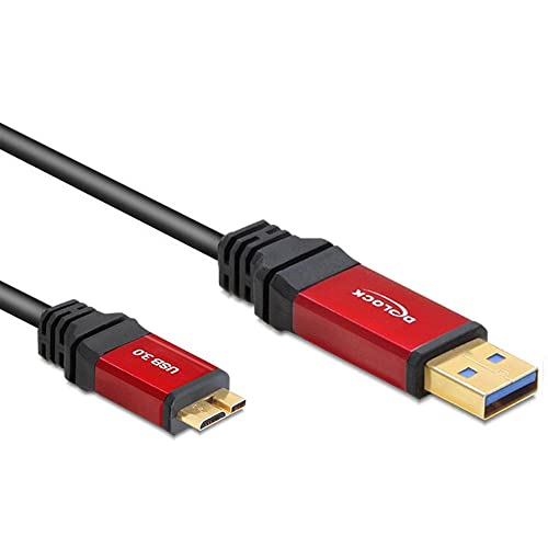 Delock Kabel USB 3.0 Typ-A Stecker > USB 3.0 Typ Micro-B Stecker 2 m Premium, 82761, Rot, Schwarz von DeLOCK